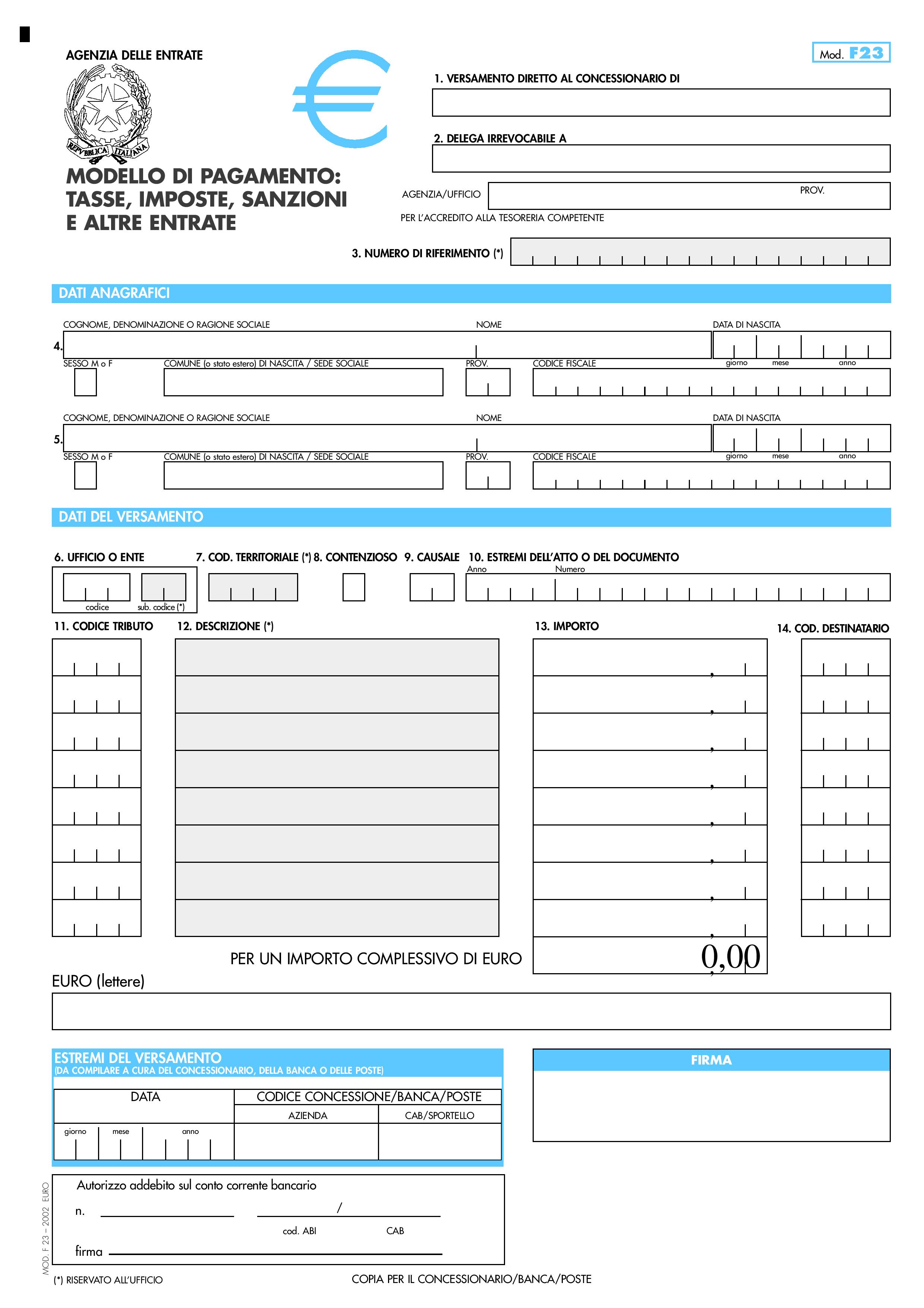 Modello F23 editabile e compilabile-page-001 310555 | Mondo Economia